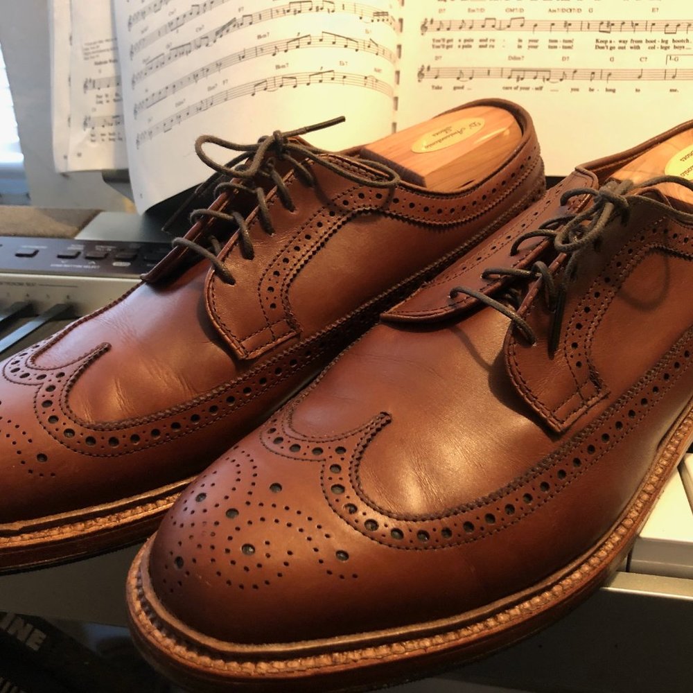 Alden JCrew Wingtip Blutchers 11 B/D Tobacco
